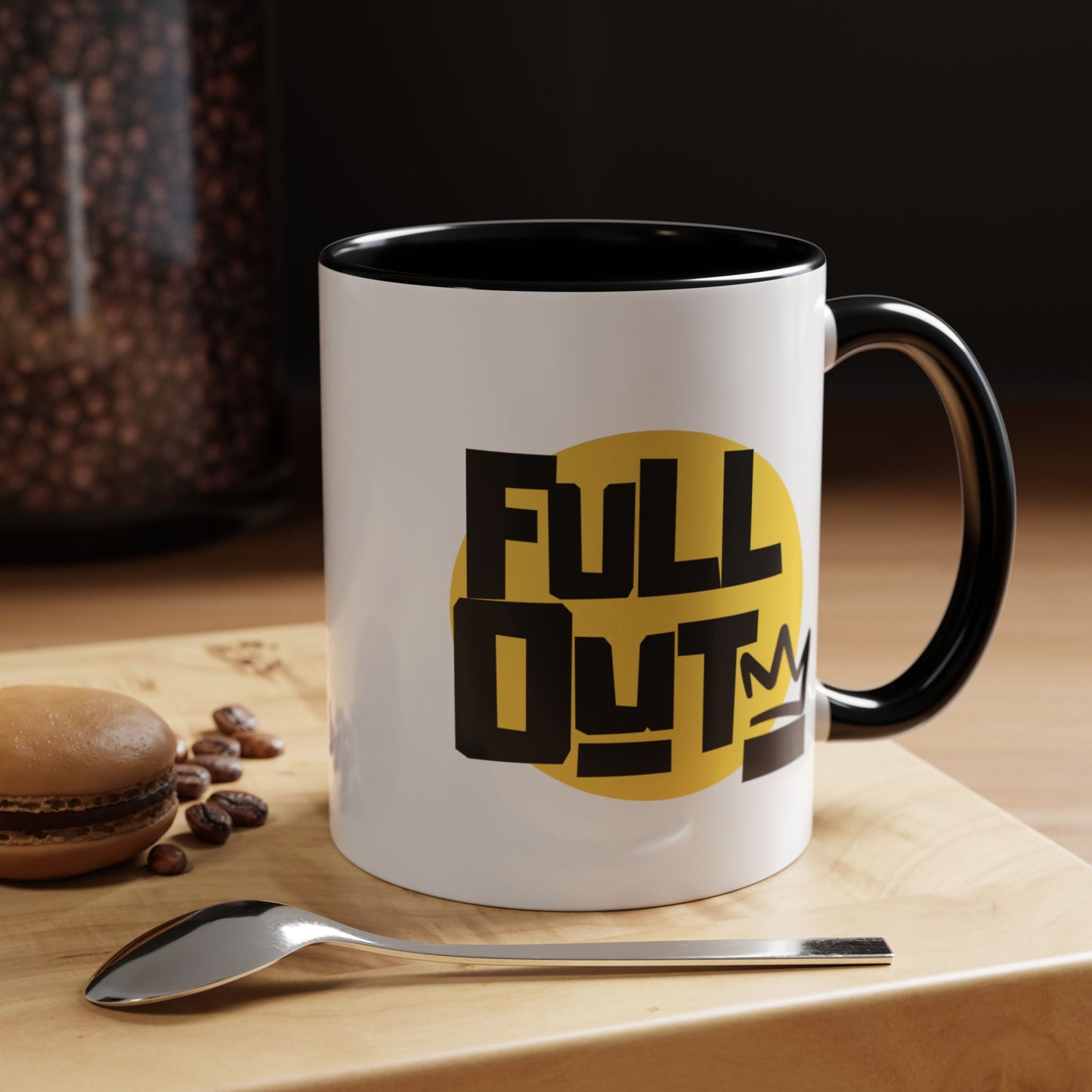 "Full Out" Accent Coffee Mug – Streetwear Dance Mug with Crown Graphic for Dancers