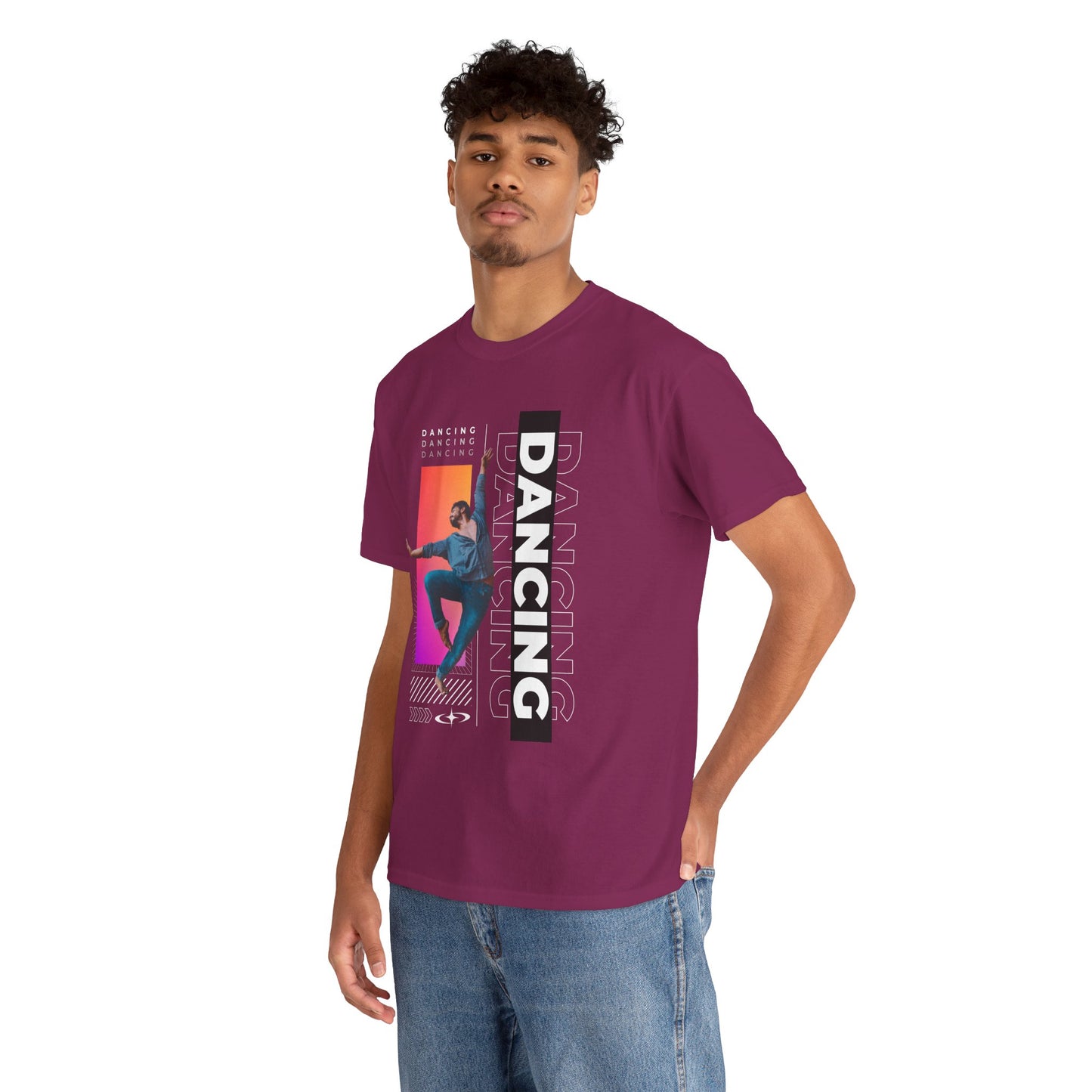 “Dancing” Streetwear-Inspired Male Dancer Unisex Heavy Cotton Tee – Urban Dance Graphic T-Shirt for Performers and Dance Lovers
