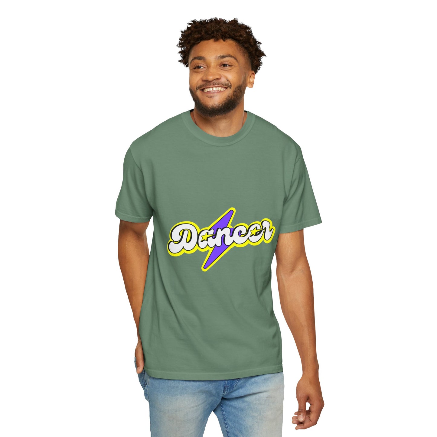 "Dancer" Unisex Garment-Dyed T-Shirt – Superhero-Style Bold Graphic Tee – Dance Power Shirt for Performers & Movers