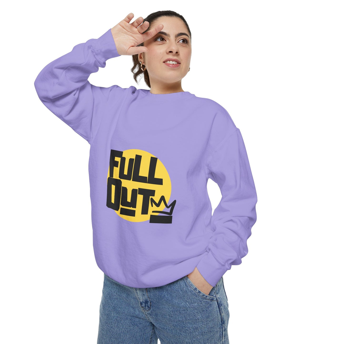 "Full Out" Unisex Lightweight Crewneck Sweatshirt – Bold Streetwear-Inspired Dance Graphic Pullover for Dancers & Performers