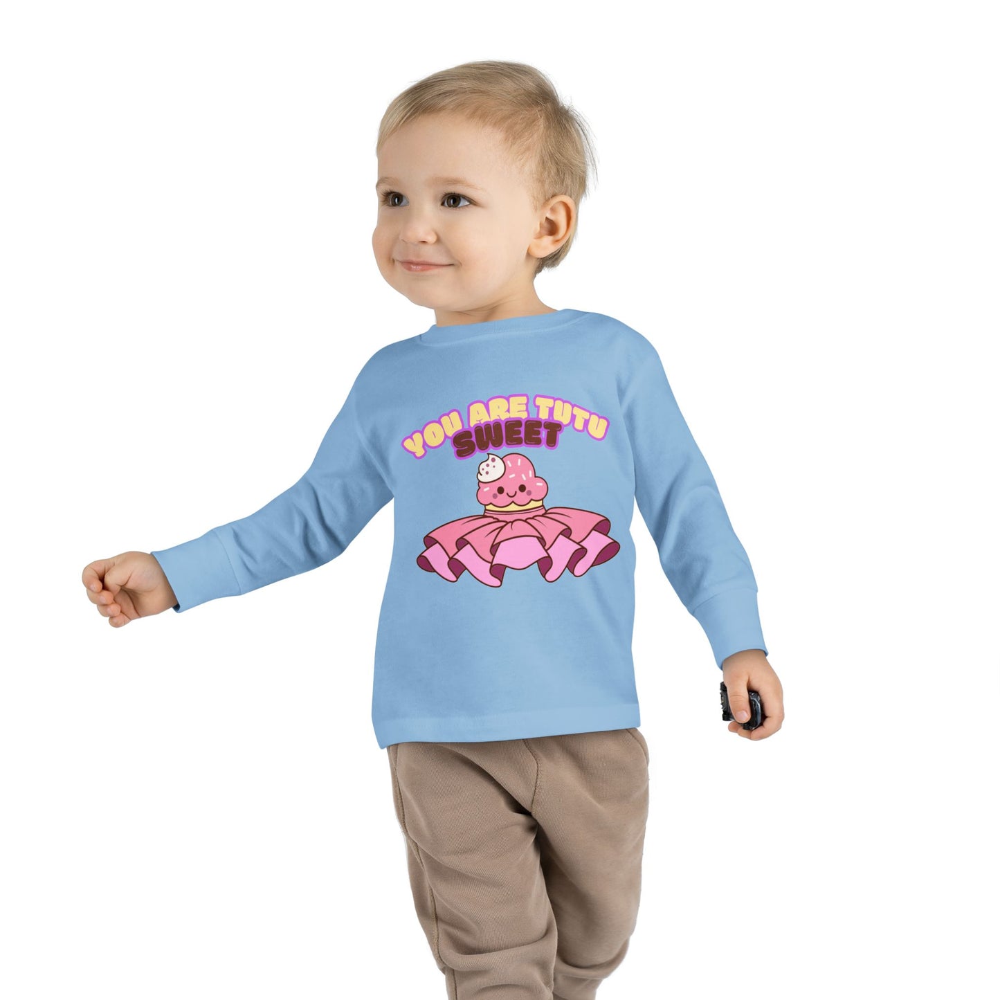 "You Are Tutu Sweet" Toddler Dance T-Shirt – Kawaii Cupcake in Tutu Graphic Long Sleeve Tee for Kids