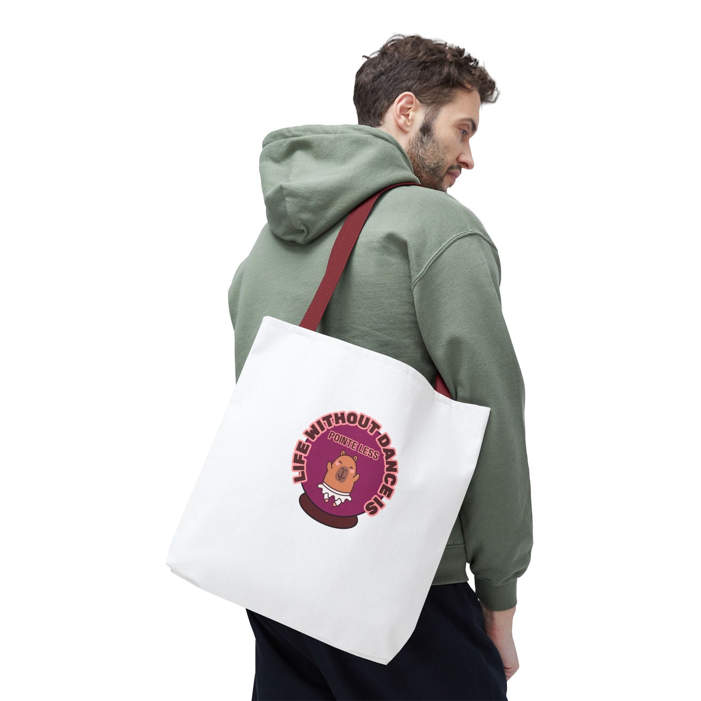 "Life Without Dance Is Pointeless" Capybara Canvas Tote Bag – Funny Dance Pun Tote for Dancers & Animal Lovers