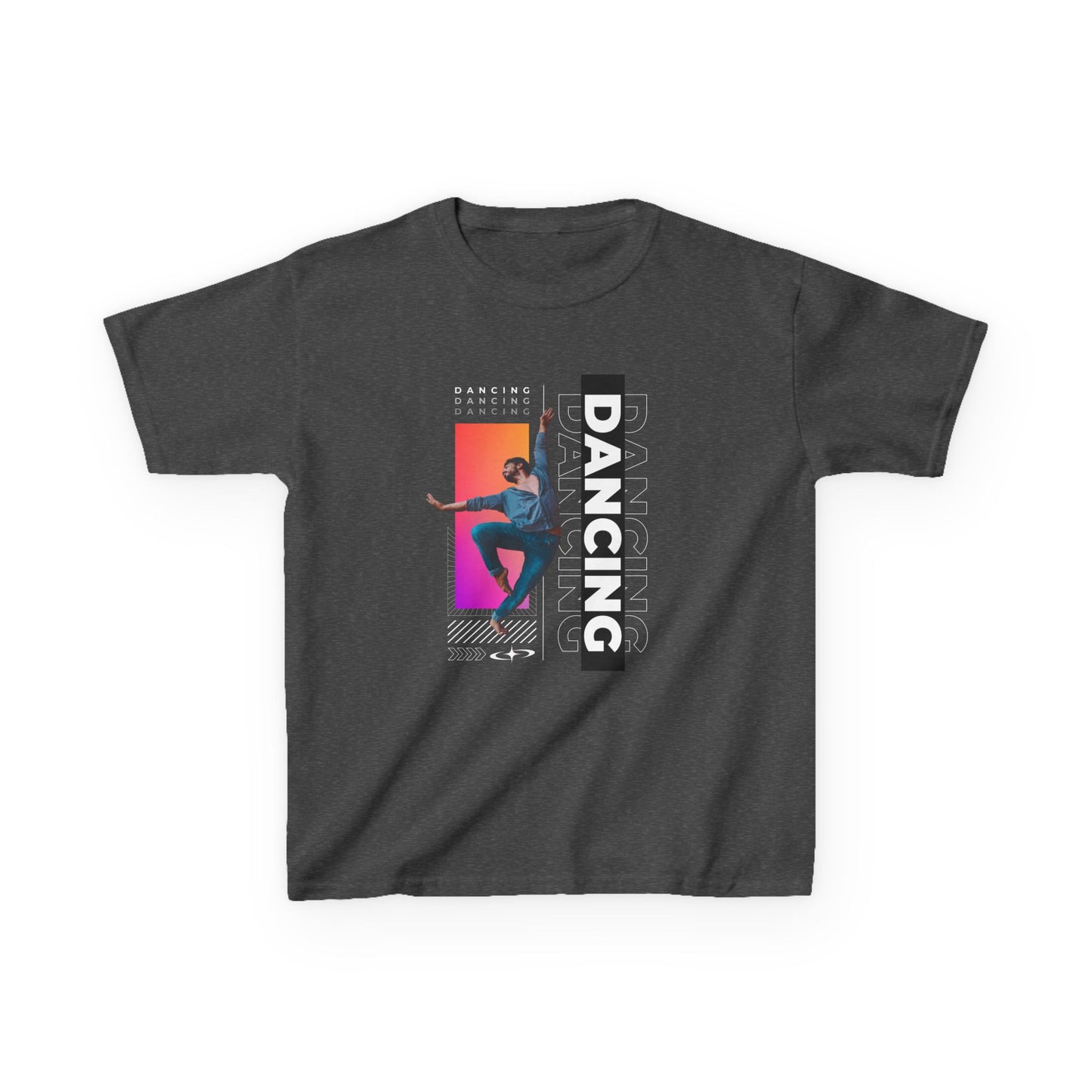 “Dancing” Youth Short Sleeve T-Shirt – Streetwear-Inspired Male Dancer Graphic – Trendy Kids Dance Apparel Tee
