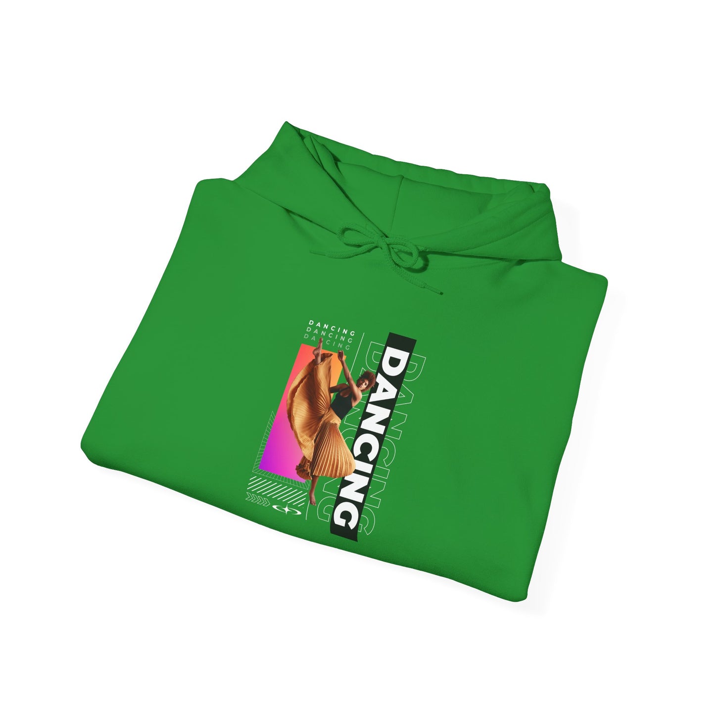 "Dancing” Text with Streetwear-Style Female Dancer Graphic - Unisex Heavy Blend™ Hooded Sweatshirt – Cozy Dance Hoodie for Ballet & Hip-Hop Enthusiasts