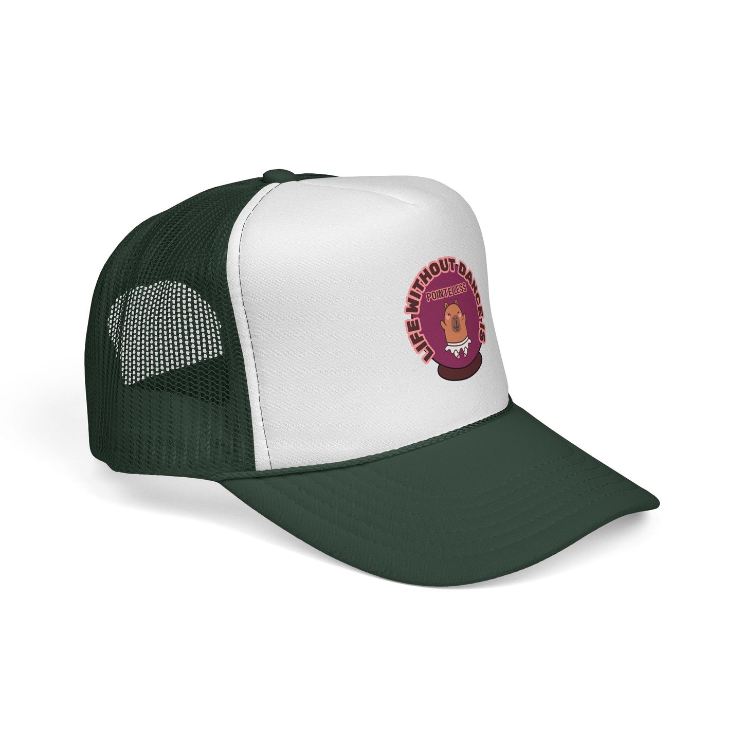 "Life Without Dance is Pointeless" Trucker Hat – Cute Dancing Capybara Graphic, Funny Unisex Dance Hat