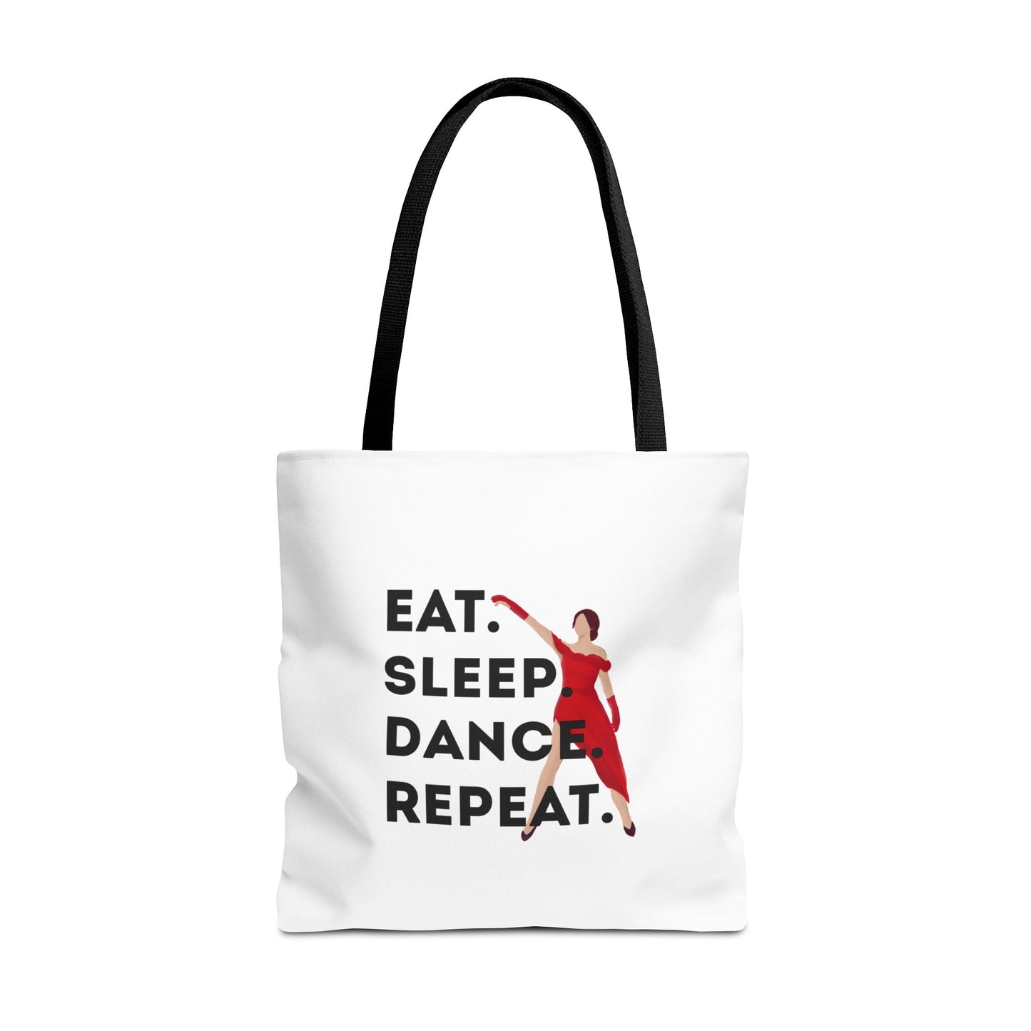"Eat Sleep Dance Repeat" Canvas Tote Bag – Bold Dancer Graphic Dance Bag for Studio, School & Everyday Use