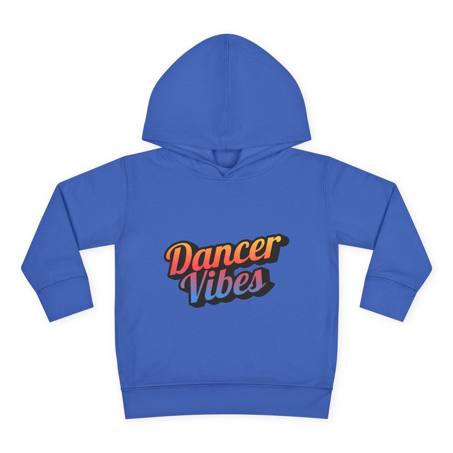 "Dancer Vibes" Toddler Pullover Hoodie – Colorful Dance-Themed Text Graphic Fleece Sweatshirt for Kids