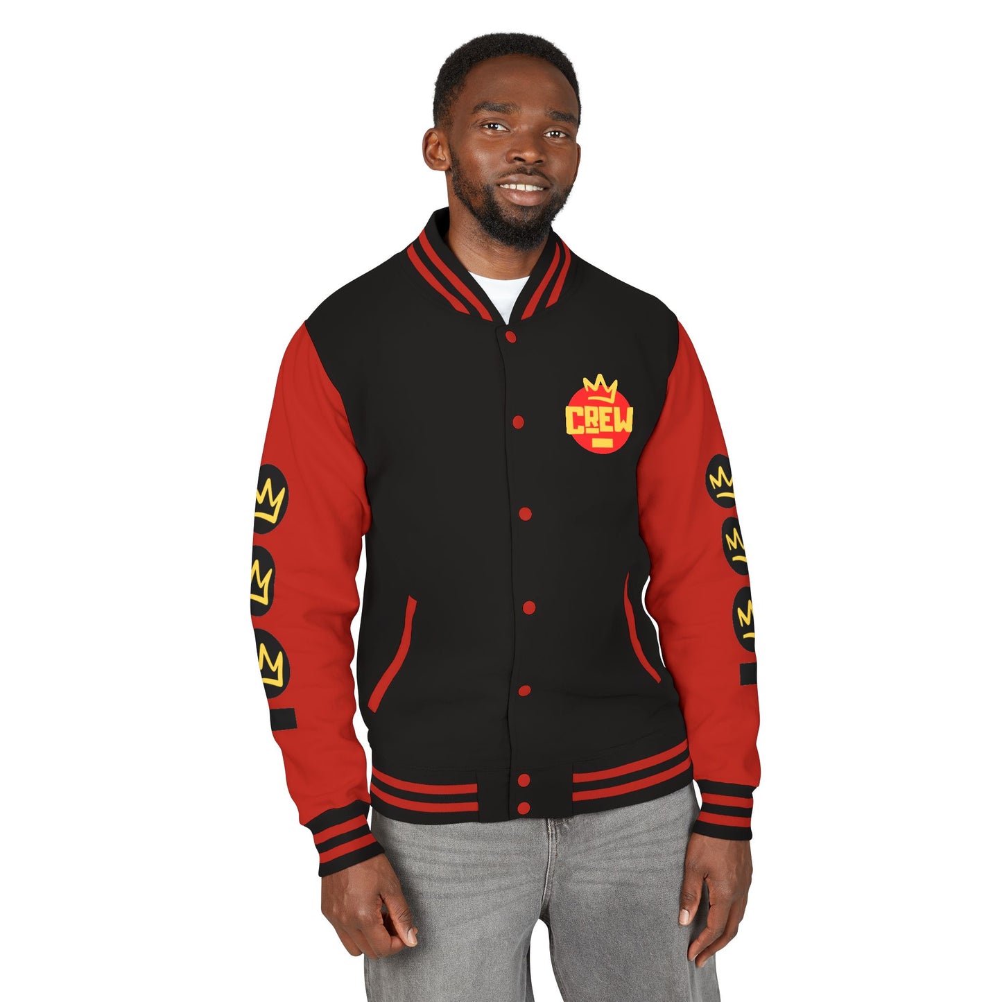 Full Out Premium Collection Letterman Jacket β Unisex Heavyweight Varsity Jacket with "Full Out" Back Graphic and "Crew" Front Design