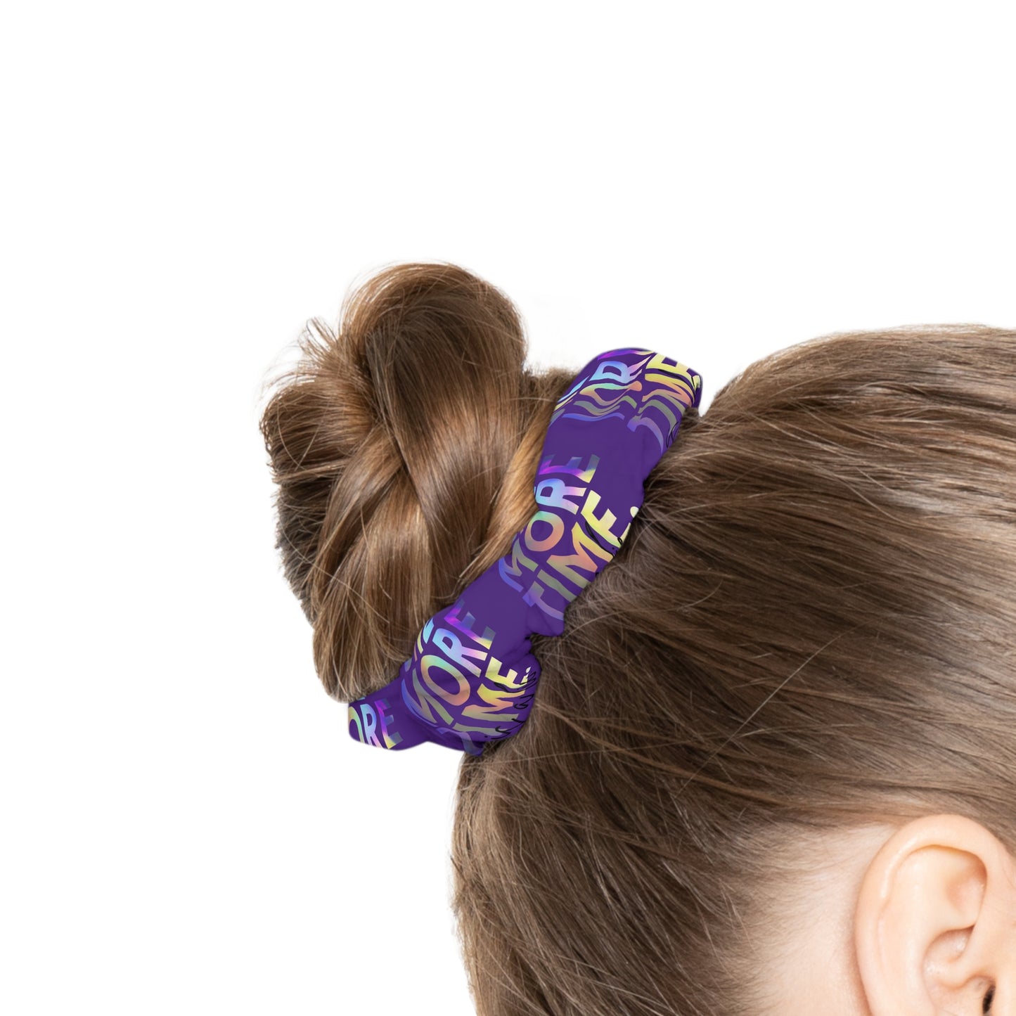 “One More Time Is a Lie” Scrunchie – Funny Dance Rehearsal Hair Accessory with Colorful Text Graphic