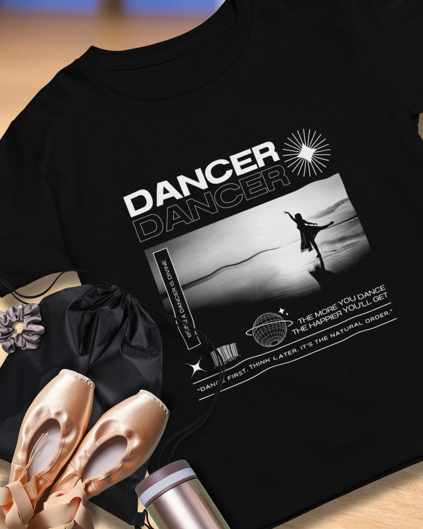 "Dancer" Arabesque Beach Scene Unisex Heavy Cotton Tee – Streetwear-Inspired Ballet Dance Graphic T-Shirt