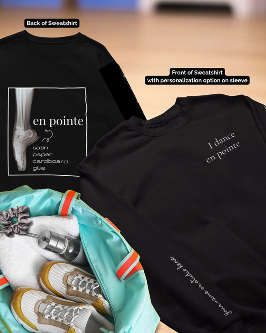 “I Dance en Pointe” - Optional Personalized Sleeve - Ballet Unisex Heavy Blend™ Crewneck Sweatshirt with Front and Back Print