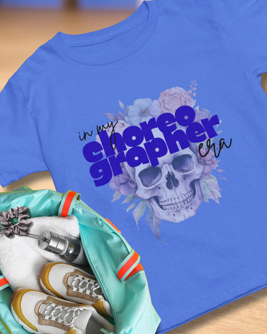 "In My Choreographer Era" Skull Floral Tee – Unisex Heavy Cotton Dance T-Shirt with Cool Gothic Graphic
