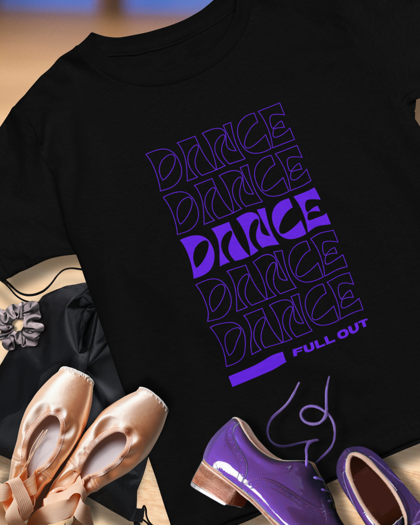 “Dancer - Full Out” T-Shirt – Bold Text Dance Motivation Unisex Garment-Dyed Tee