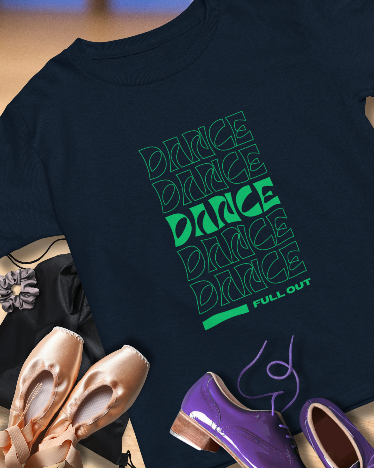 “Dancer - Full Out” T-Shirt – Bold Text Dance Motivation Unisex Garment-Dyed Tee