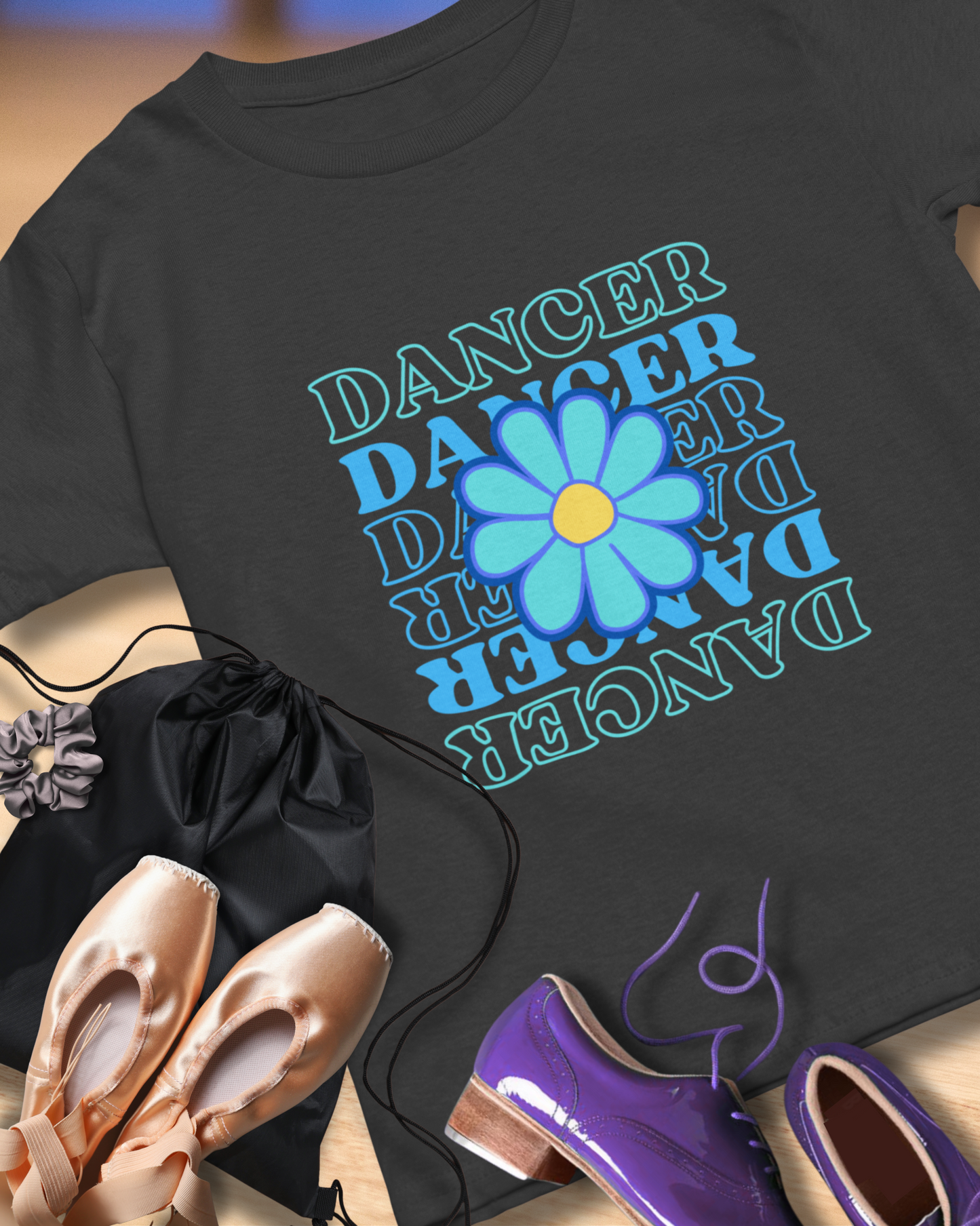 "Dancer" Unisex Jersey Short Sleeve T-Shirt – Floral Text Graphic Dance Tee – Soft Lightweight Ballet & Studio Style Shirt