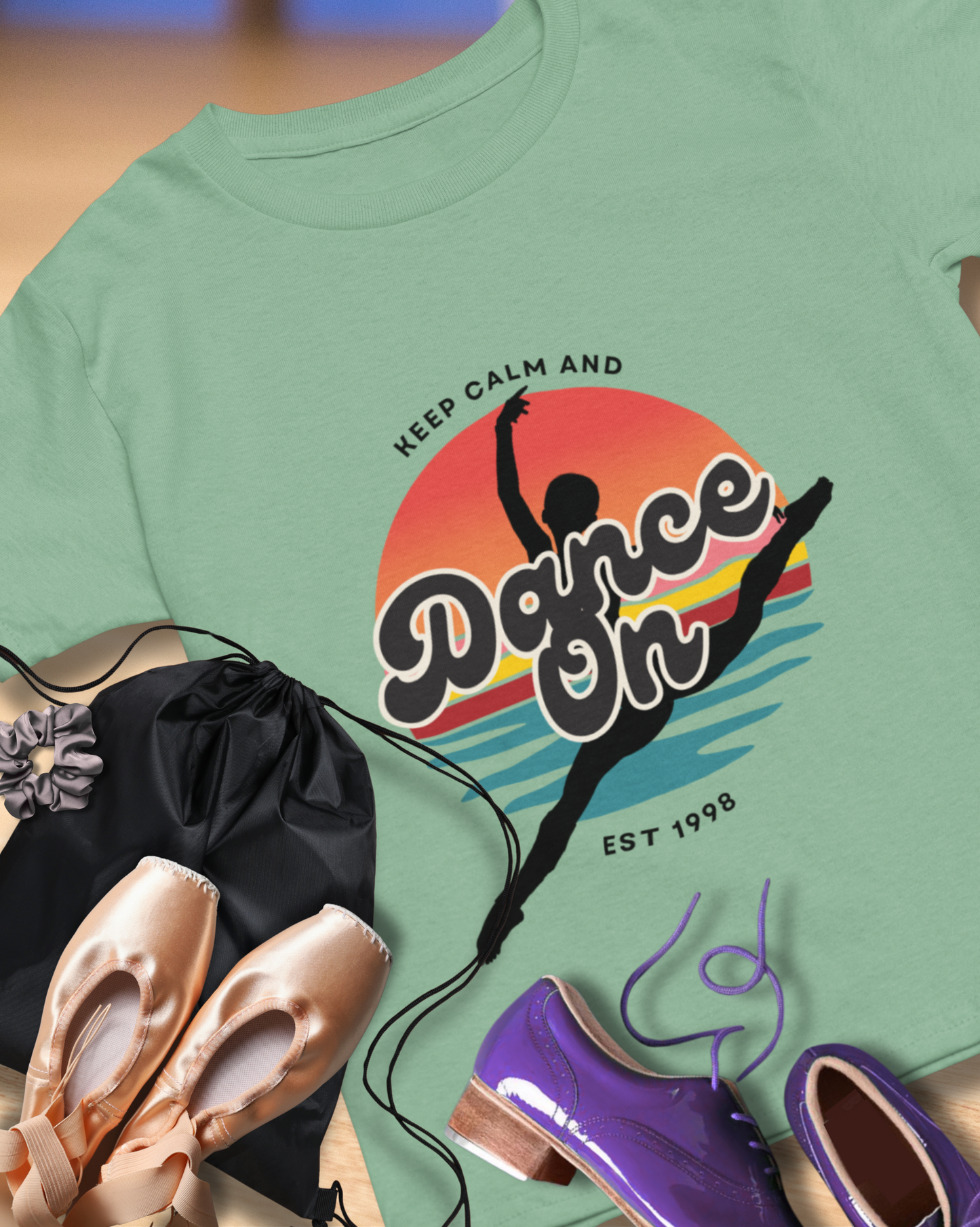 "Keep Calm and Dance On" Unisex Garment-Dyed T-Shirt – Retro Dance Graphic Tee – Vintage-Inspired Comfort Shirt for Dancers