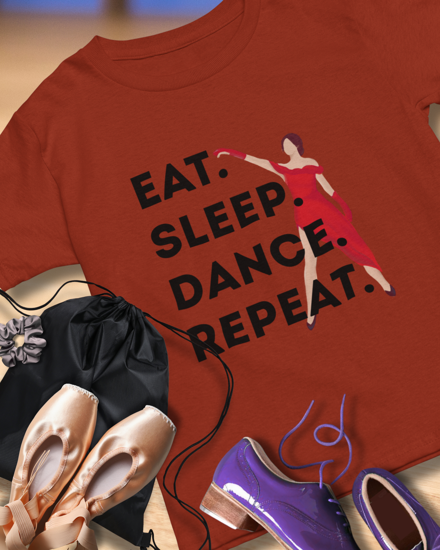 "Eat Sleep Dance Repeat" Unisex Garment-Dyed T-Shirt – Bold Dancer Graphic Tee – Dance Lifestyle Shirt for Performers & Enthusiasts