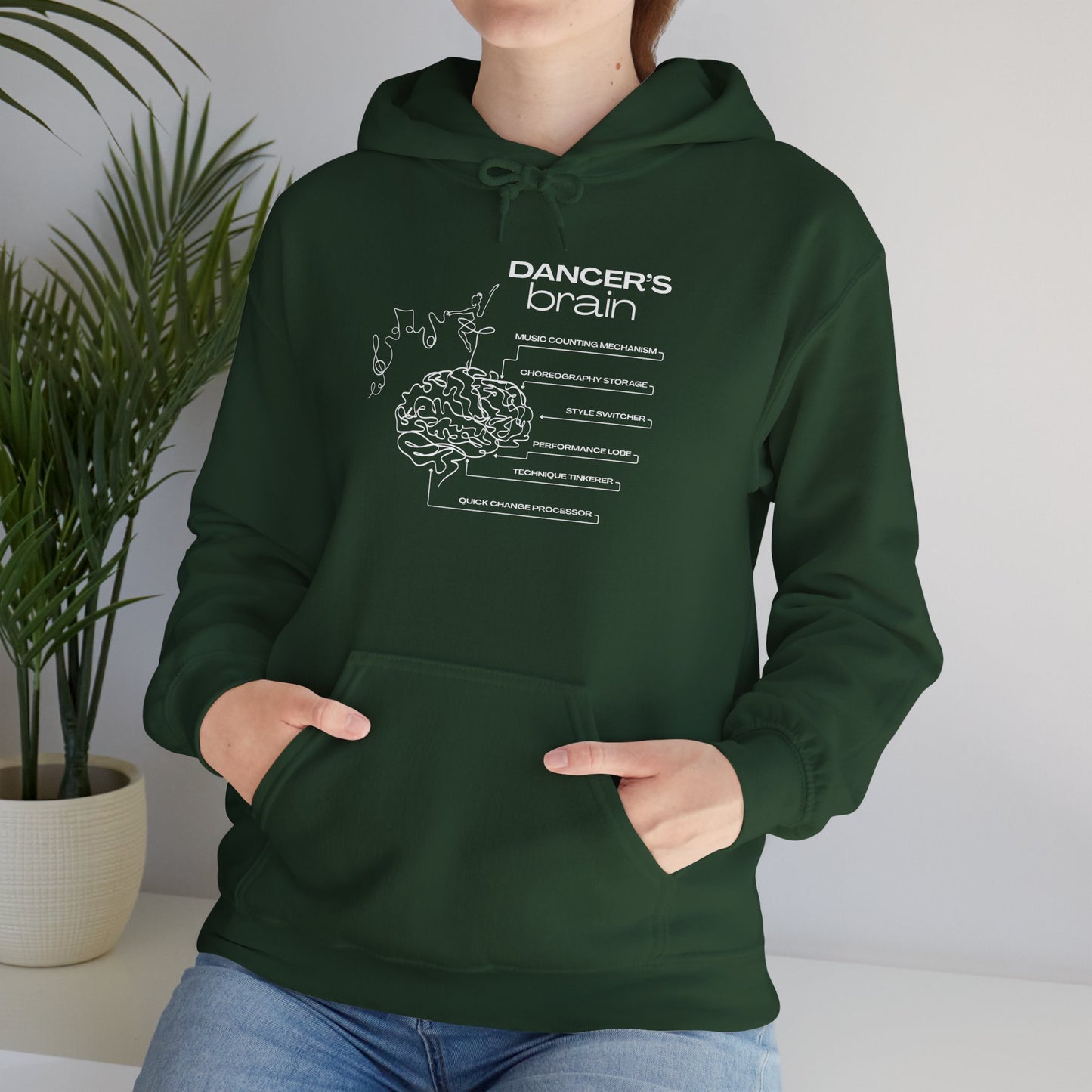 "Dancer’s Brain" Unisex Hoodie – Funny Dance-Themed Hoodie for Teens and Adults with Personalization Option and Cute Dancer Brain Graphic