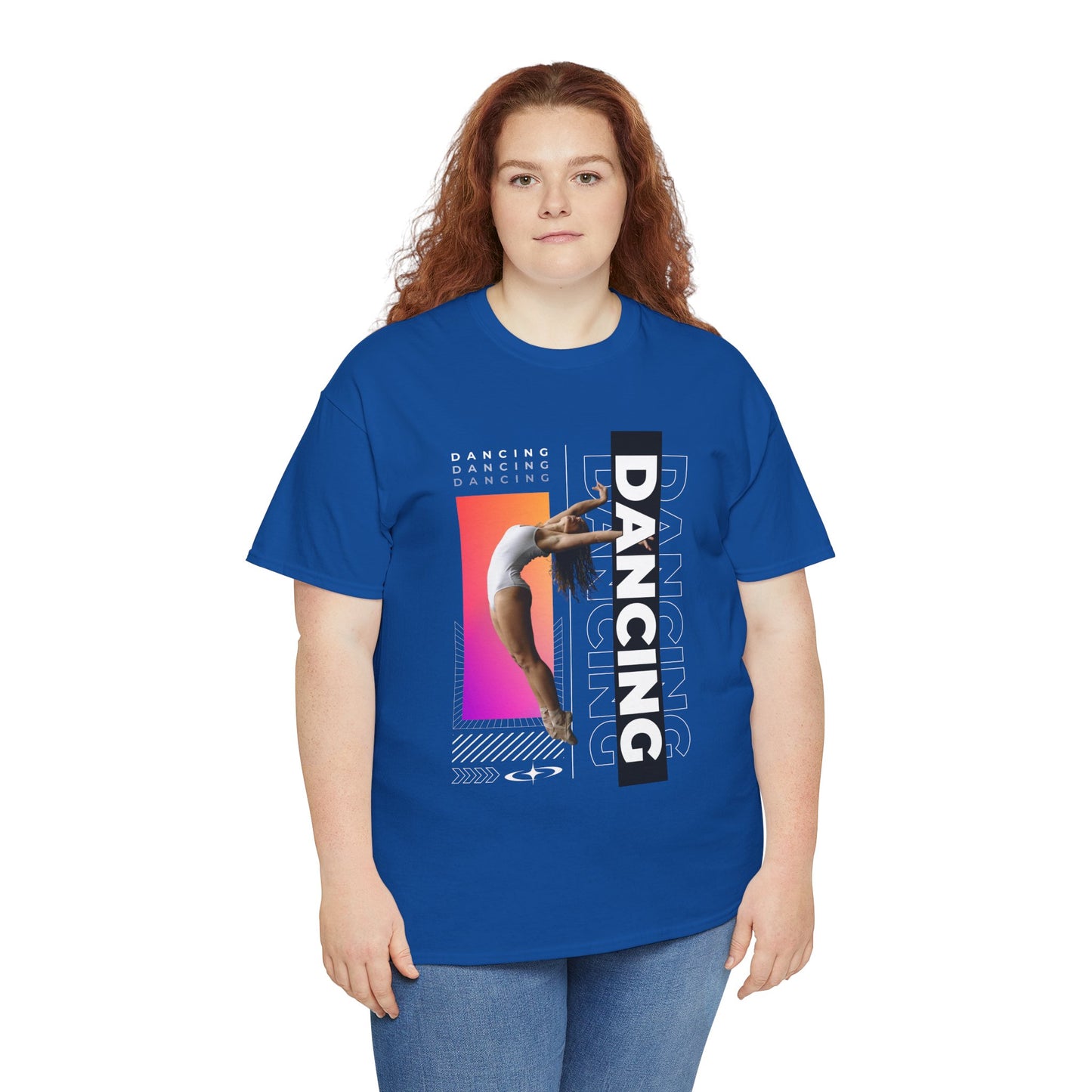 “Dancing” Streetwear-Inspired Female Dancer Unisex Heavy Cotton Tee – Urban Dance Graphic T-Shirt for Performers and Dance Lovers