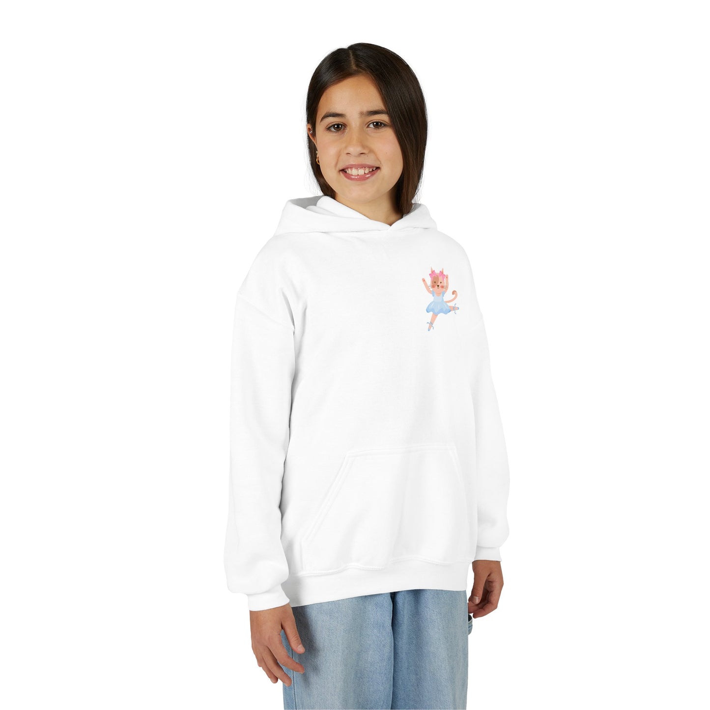 “Every Meow & Then I Dance” Adorable Dancing Cat Graphic | Cute Cat Dance Hoodie for Kids & Young Ballet Enthusiasts - Unisex Youth Hoodie