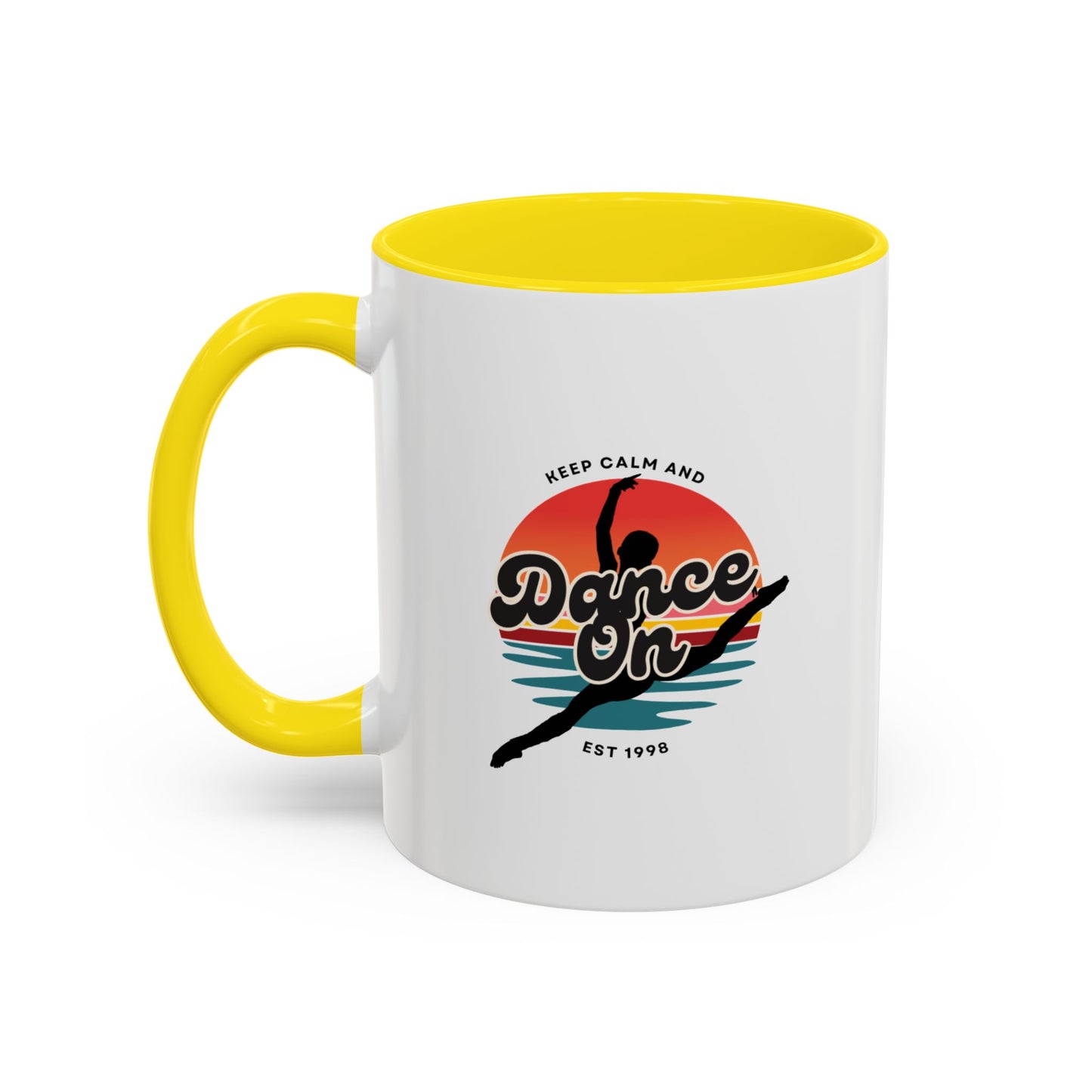 "Keep Calm and Dance On" Accent Coffee Mug – Motivational Dance Quote Ceramic Mug for Dancers and Instructors