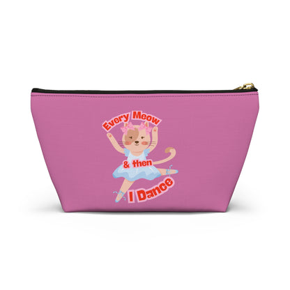 “Every Meow & Then I Dance” Adorable Dancing Cat Graphic | Cute Cat Dance Cosmetic Bag for Ballet Lovers & Travel Essentials - Makeup Bag
