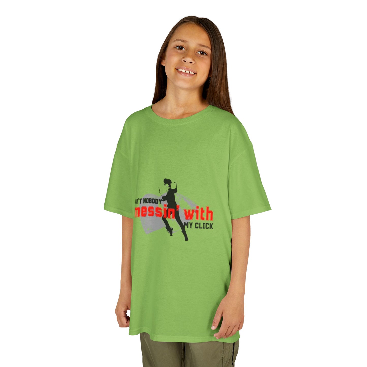 "Ain’t Nobody Messin’ With My Click" – Youth Short Sleeve Dance Tee with Tap Shoes & Tap Dancer Graphic