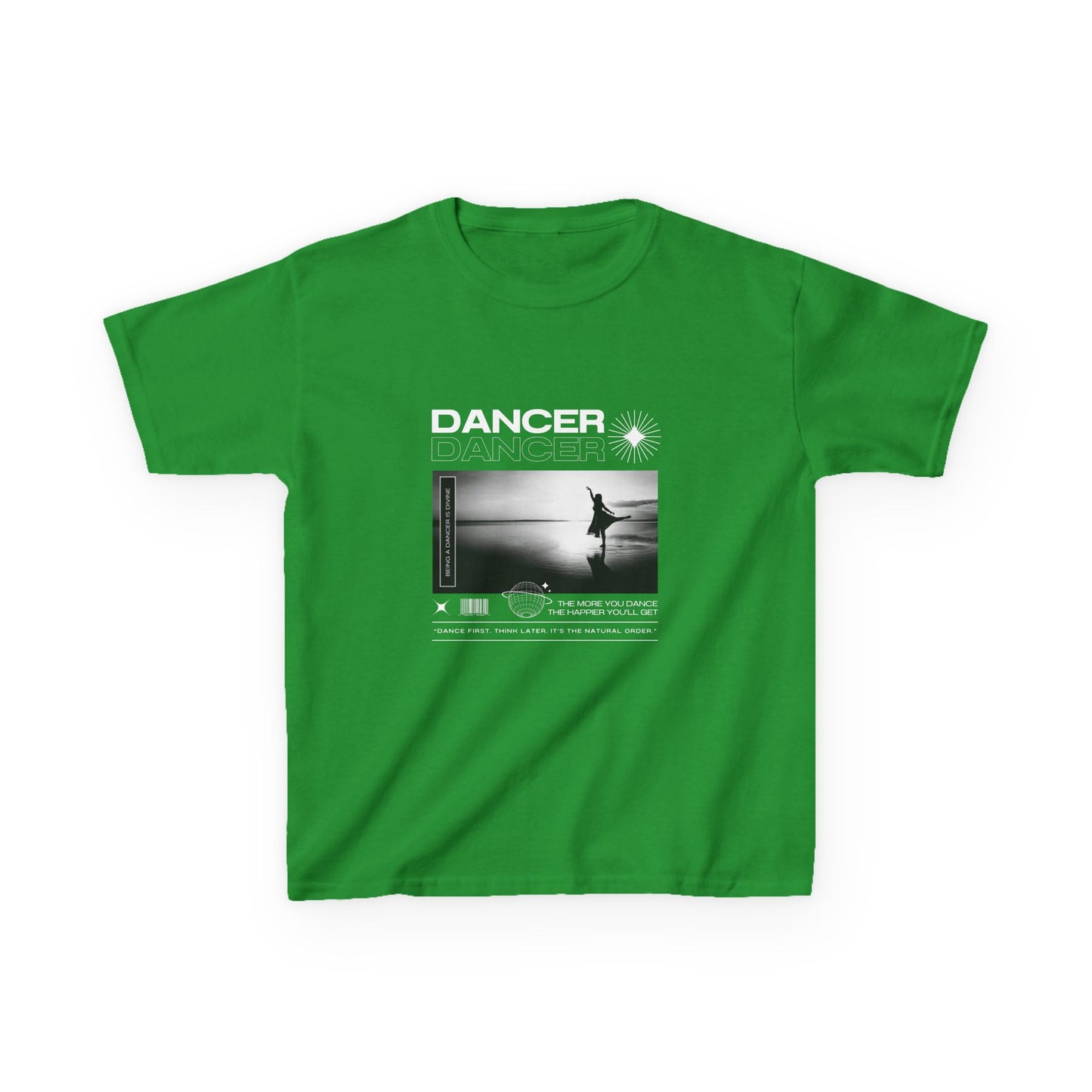 "Dancer" Arabesque on the Beach – Youth Short Sleeve Dance Tee in Streetwear-Inspired Style