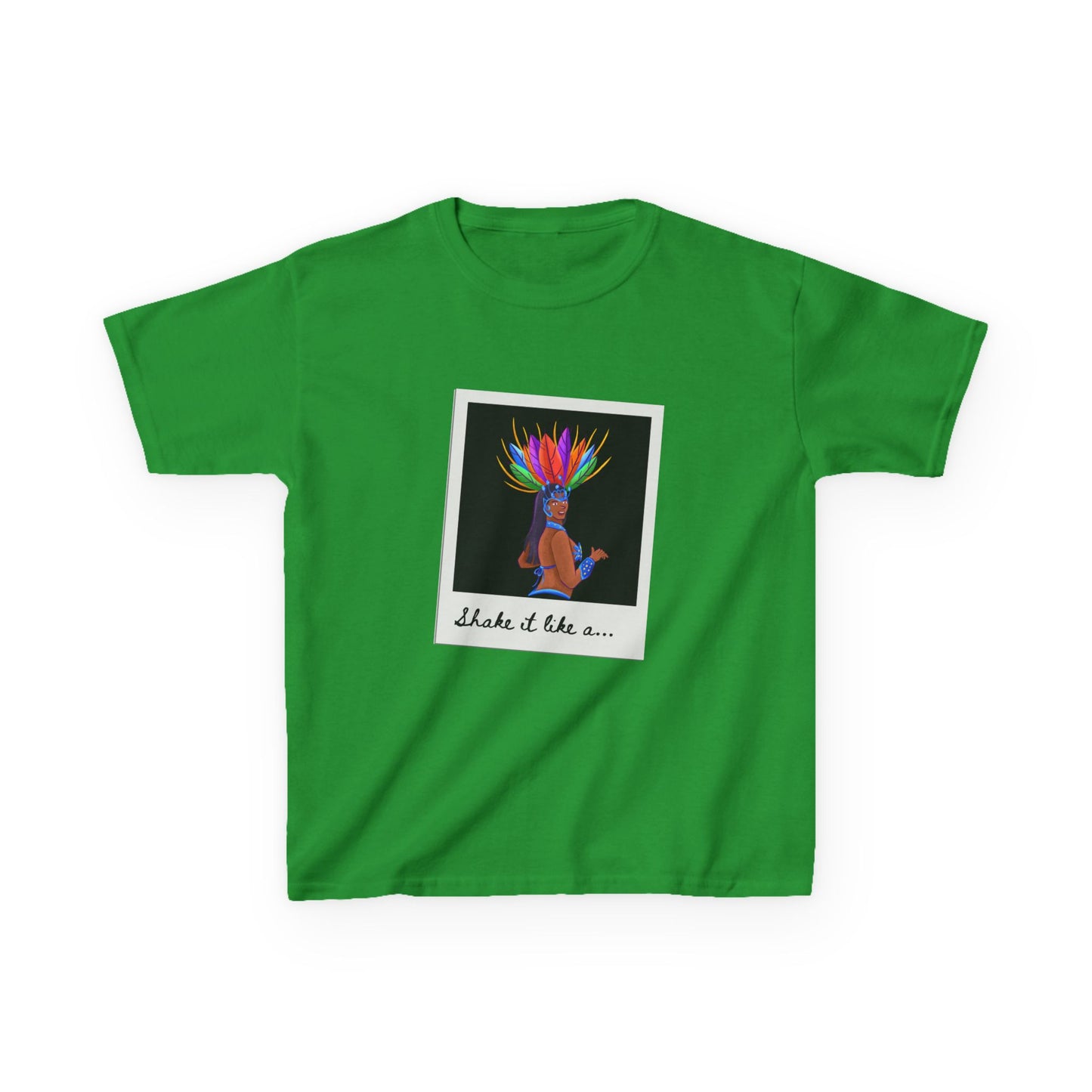 "Shake It Like a..." Youth Short Sleeve Tee – Carnival-Inspired Samba Dancer Graphic Dance Shirt for Kids