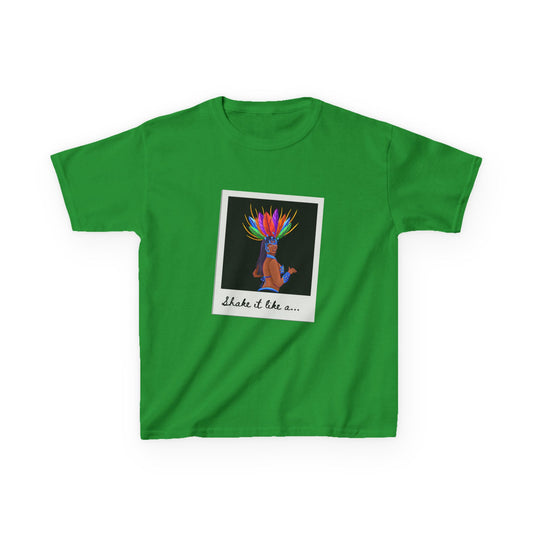 "Shake It Like a..." Youth Short Sleeve Tee – Carnival-Inspired Samba Dancer Graphic Dance Shirt for Kids
