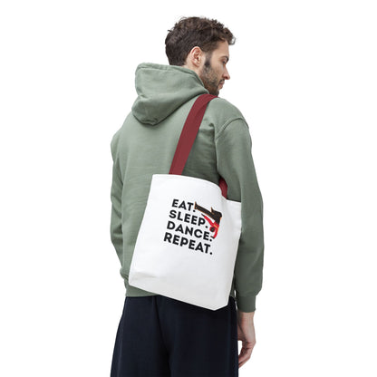 "Eat Sleep Dance Repeat" B-Boy Canvas Tote Bag – Hip-Hop Dancer Graphic Dance Tote for Everyday Use