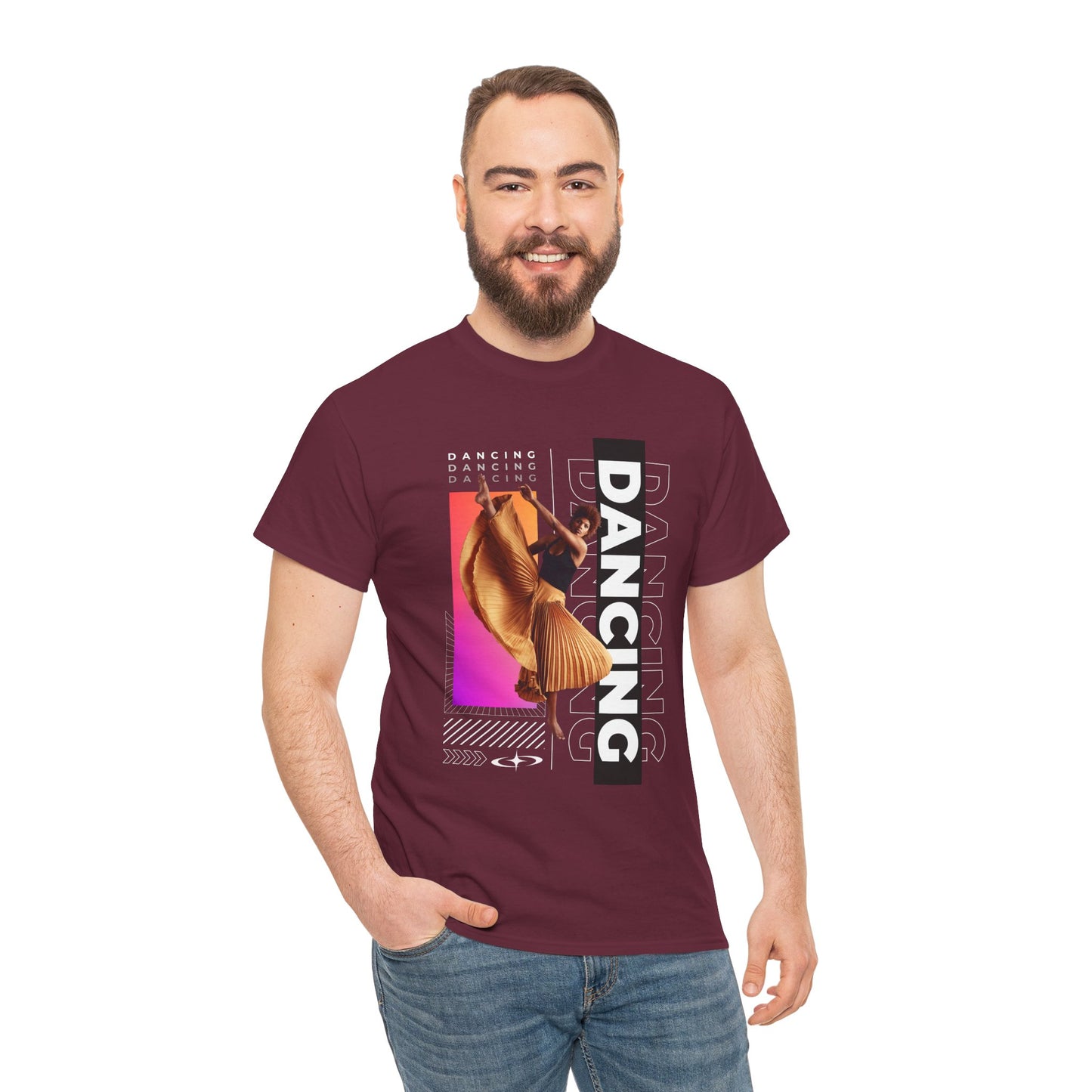 “Dancing” Streetwear-Inspired Female Dancer Unisex Heavy Cotton Tee – Urban Dance Graphic T-Shirt for Performers and Dance Lovers