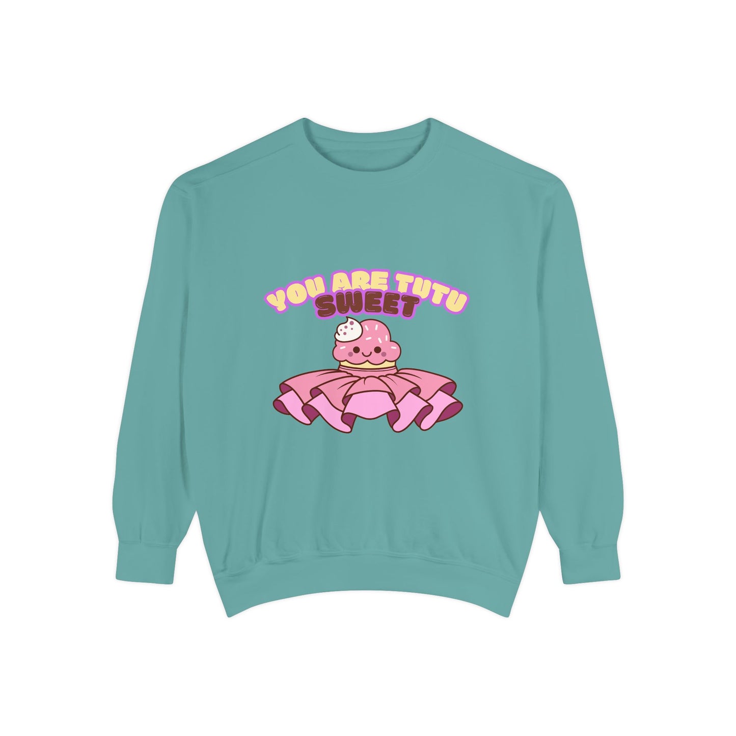 "You Are Tutu Sweet" Unisex Lightweight Crewneck Sweatshirt – Kawaii Cupcake in a Tutu Graphic Pullover for Ballet & Dance Lovers