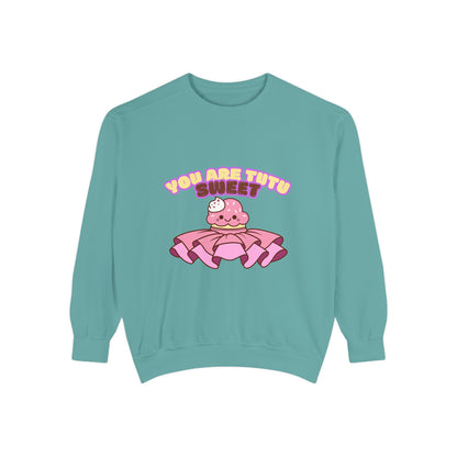 "You Are Tutu Sweet" Unisex Lightweight Crewneck Sweatshirt – Kawaii Cupcake in a Tutu Graphic Pullover for Ballet & Dance Lovers