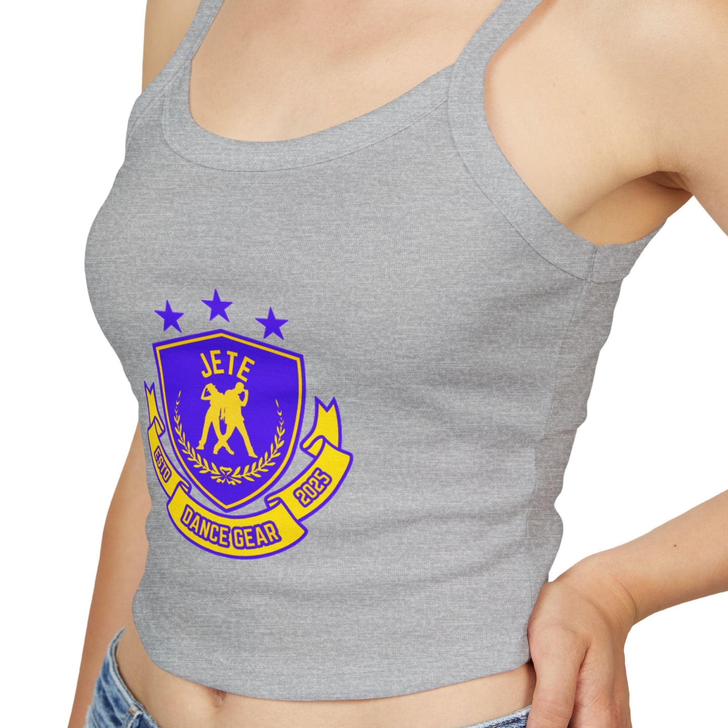 "Jeté Dance Gear" Women’s Spaghetti Strap Tank Top – Collegiate-Inspired Dancer Graphic | Stylish Studio Apparel for Dancers & Performers