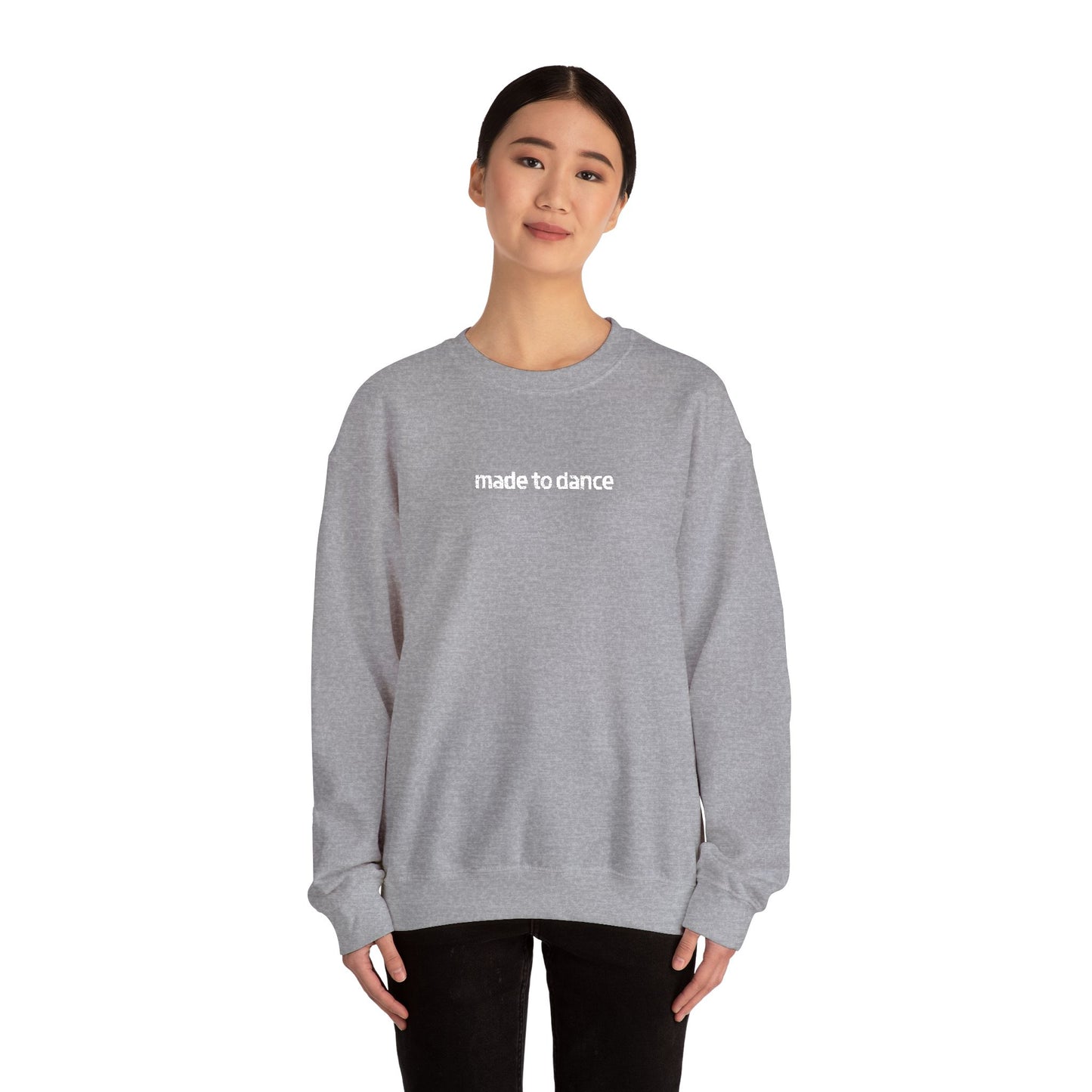 “Made to Dance" Unisex Heavy Blend™ Crewneck Sweatshirt – Embroidered Dance-Inspired Pullover for Adults & Kids