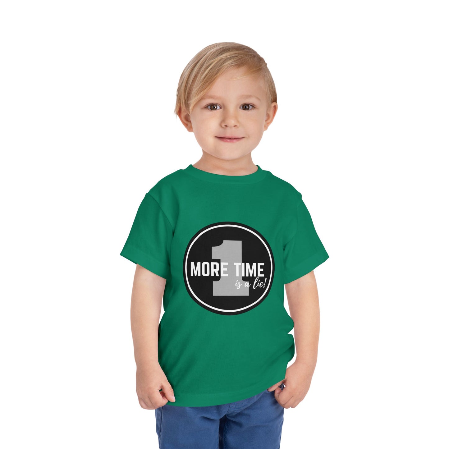 "One More Time Is a Lie" Toddler Dance T-Shirt – Bold Emblem Graphic Short Sleeve Tee for Kids