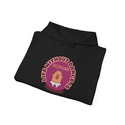 “Life Without Dance is Pointeless" Unisex Heavy Blend Hooded Sweatshirt – Cute Capybara Graphic Hoodie for Adults and Teens
