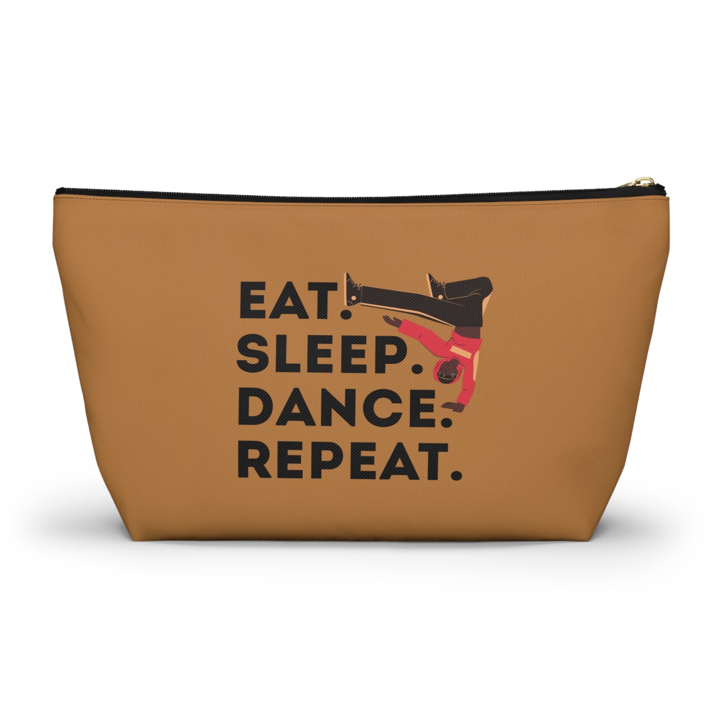 “Eat Sleep Dance Repeat” Makeup Bag – Bold B-Boy Dancer Graphic – Hip Hop Dance-Themed Zipper Pouch for Cosmetics, Accessories & Travel Essentials