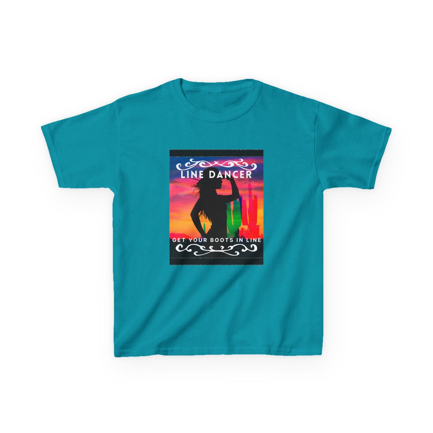 "Line Dancer – Get Your Boots in Line" Youth Short Sleeve Tee – Western-Inspired Country Dance Shirt for Kids
