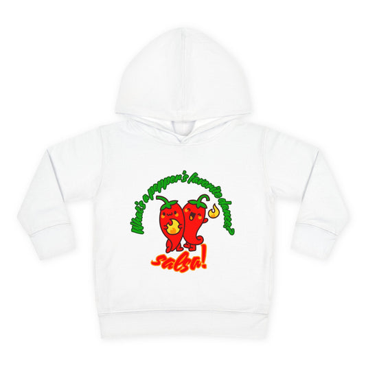 "What's a Pepper's Favorite Dance? Salsa!" Toddler Fleece Dance Hoodie – Funny Colorful Pullover for Kids