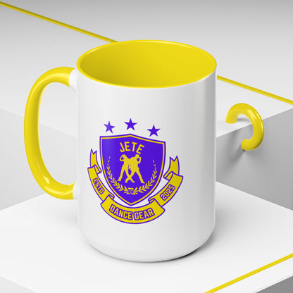 "Jeté Dance Gear Estd 2025" Accent Coffee Mug – Collegiate Style Ceramic Mug for Dancers and Studio Pride