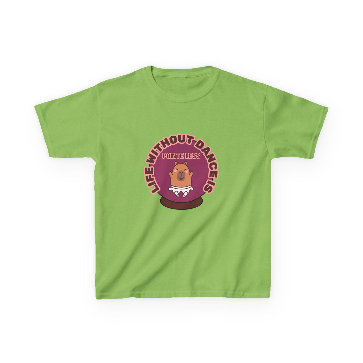 "Life Without Dance Is Pointeless" Youth Dance T-Shirt – Cute Capybara Ballerina Graphic Tee for Kids