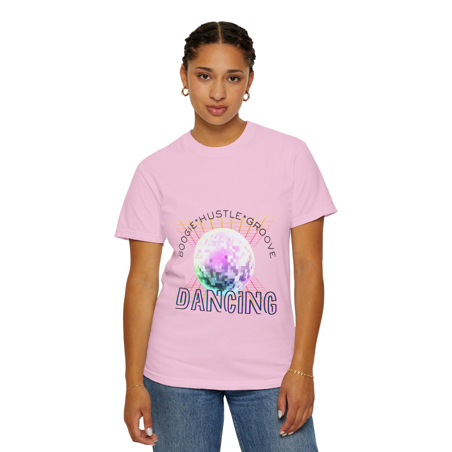 "Boogie, Hustle, Groove - Dancing" Streetwear Dance Graphic – Unisex Garment-Dyed T-Shirt