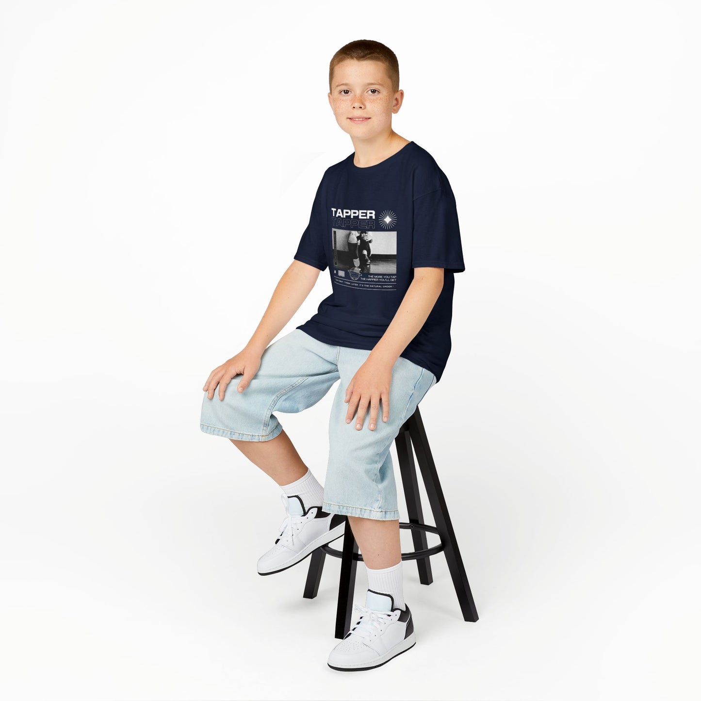 “Tapper” Youth Short Sleeve Tee – Streetwear-Inspired Tap Dance T-Shirt with Tap Shoes Graphic