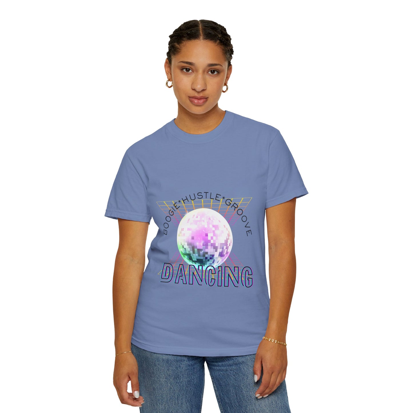 "Boogie, Hustle, Groove - Dancing" Streetwear Dance Graphic – Unisex Garment-Dyed T-Shirt
