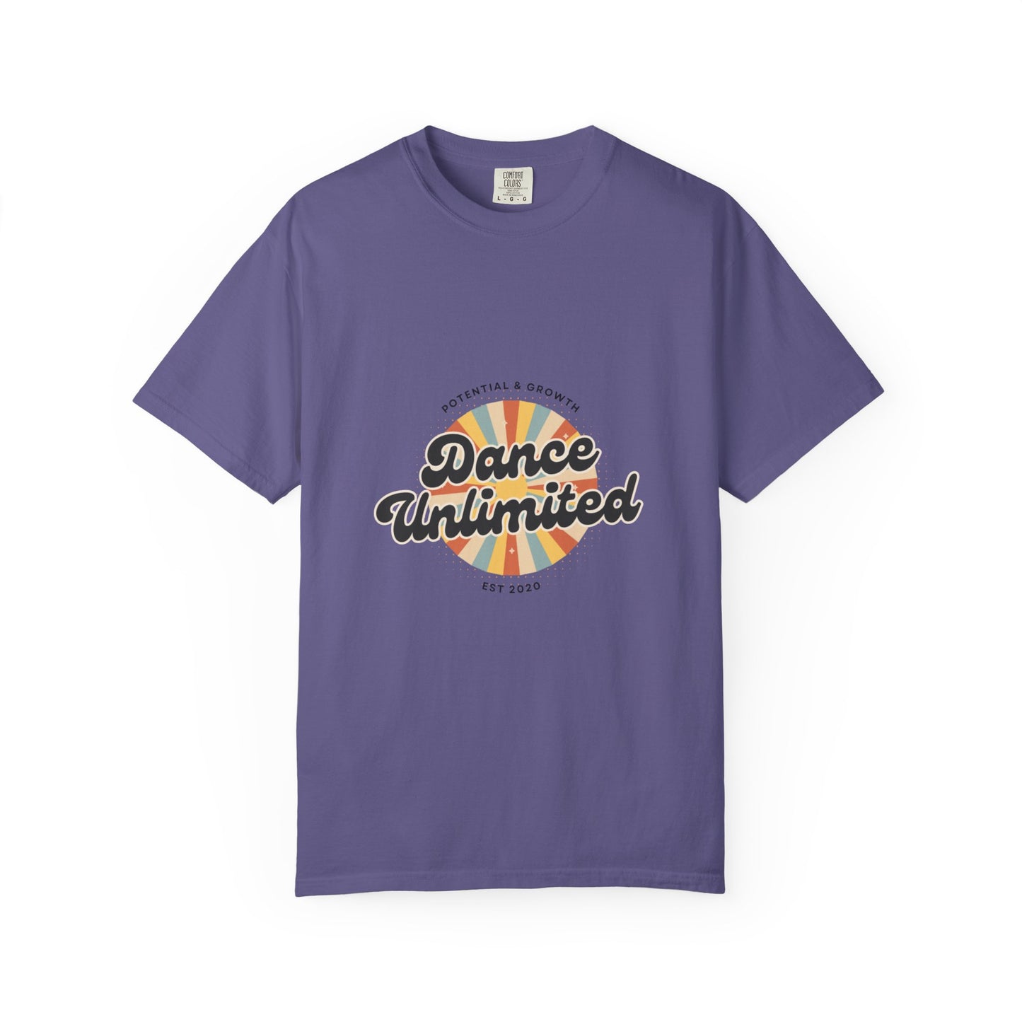 "Dance Unlimited, Potential & Growth" Unisex Garment-Dyed T-Shirt – Retro-Inspired Dance Motivation Graphic Tee – Inspirational Shirt for Dancers"