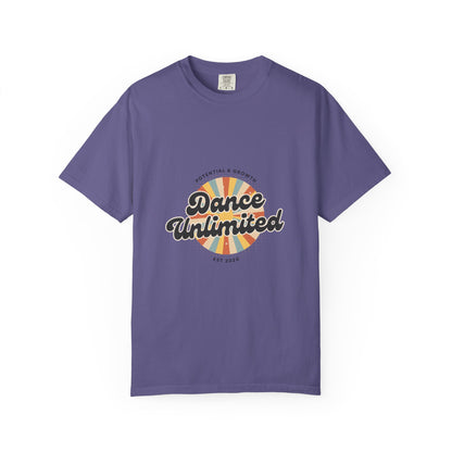"Dance Unlimited, Potential & Growth" Unisex Garment-Dyed T-Shirt – Retro-Inspired Dance Motivation Graphic Tee – Inspirational Shirt for Dancers"