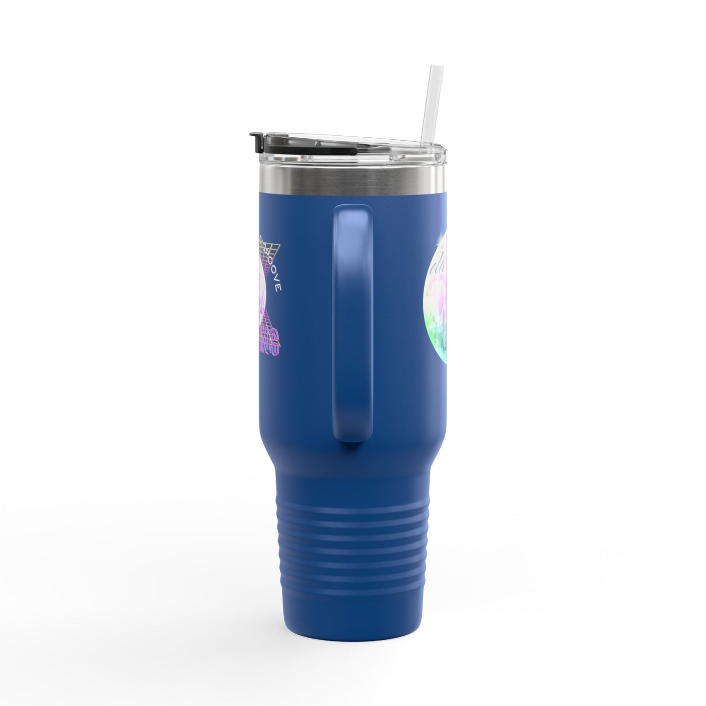 "Boogie, Hustle, Groove - Dancing" 40oz Insulated Travel Mug – Disco Dance Theme Stainless Steel Tumbler with Lid & Straw | Jeté Dance Shop