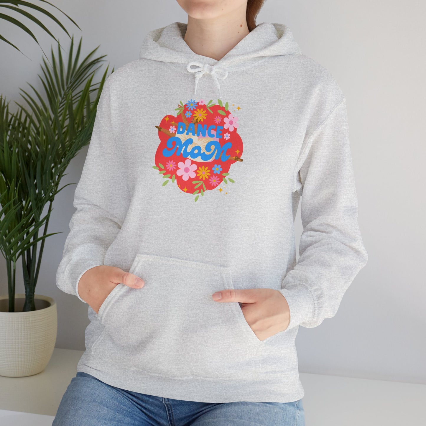 "Dance Mom" Superhero Hoodie – Floral Front Graphic & Fun Back Design | Unisex Hooded Sweatshirt for Proud Dance Parents